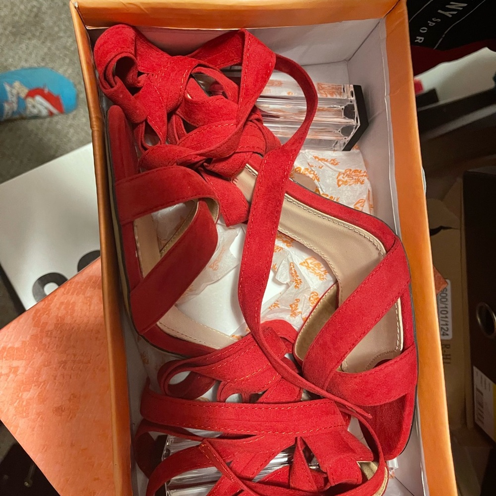 Red🔥 lace up sandals….